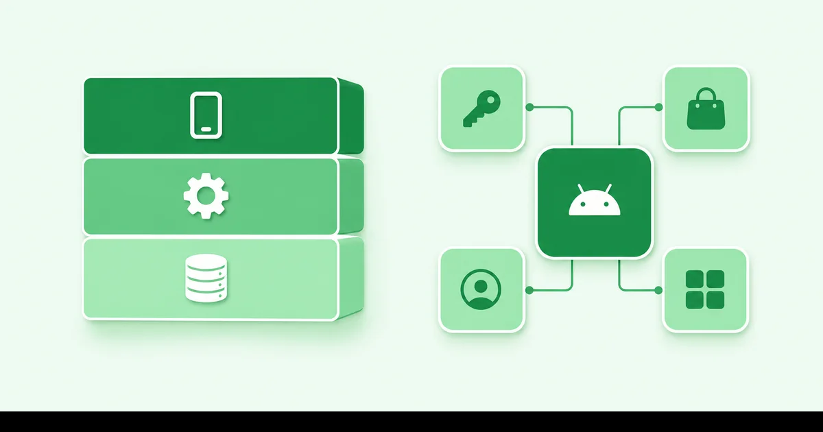 Android Clean Architecture Data Domain Presentation Katmanları Android Clean Architecture katmanları data domain presentation yeşil tonlu modül diyagramı