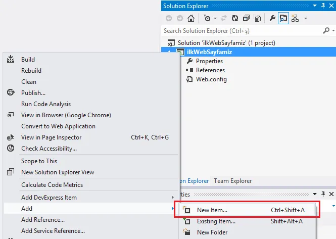 FOTO:  Visual Studio’da Örnek Bir Web Site Oluşturma
