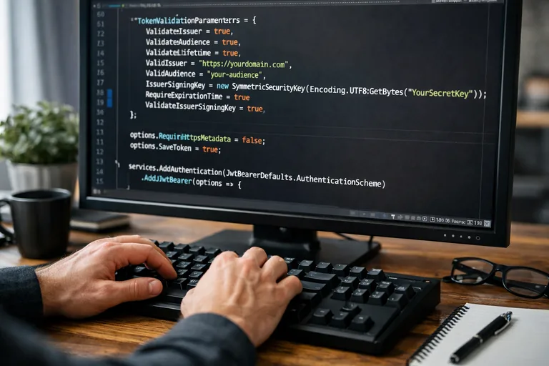 Token doğrulama yapılandırması: issuer audience imza anahtarı ve süre kontrolü ile şema kurgusu