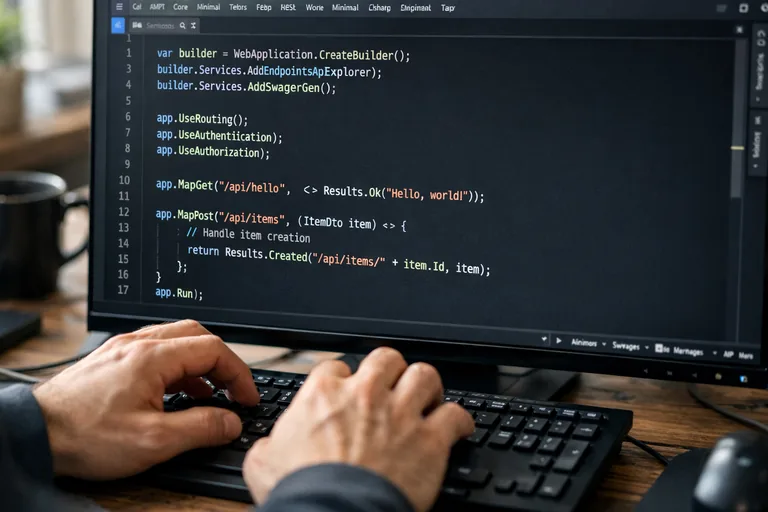 Kod düzeninde minimal endpoint tanımları, servis katmanı ve güvenlik politikalarının birlikte organize edilmesi