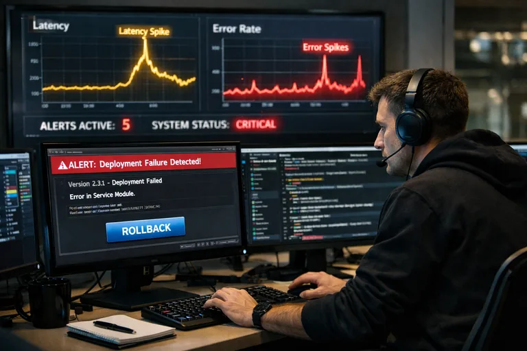 Dağıtım sonrası metriklerin izlenmesi ve eşik aşımında otomatik geri dönüşün tetiklenmesi akışı