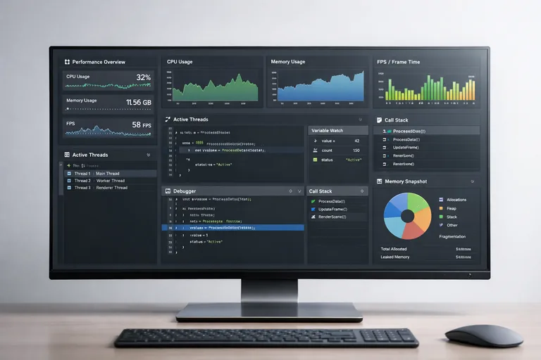 Bir geliştiricinin performans analizi araçlarıyla C++ uygulamasının çalışma verilerini incelemesi