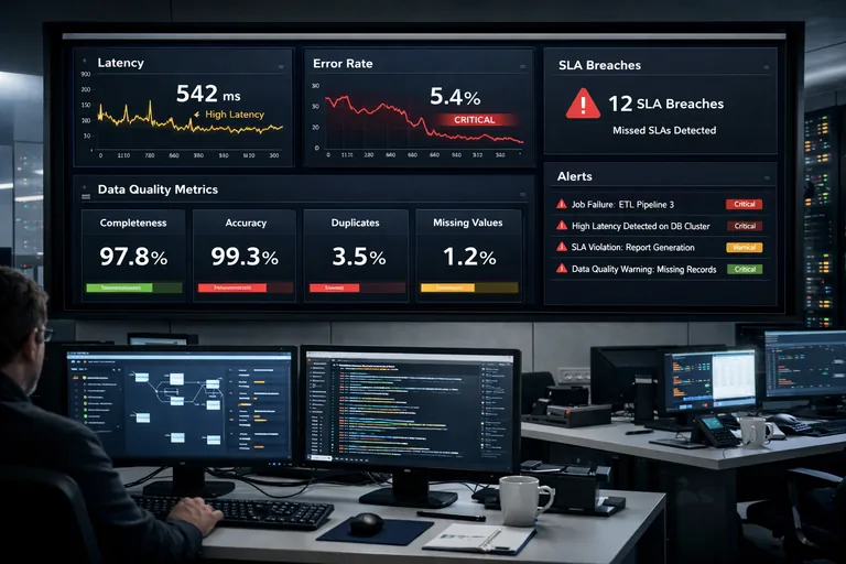 Gecikme, hata oranı ve SLA ihlallerini öne çıkaran izleme panosu görünümü