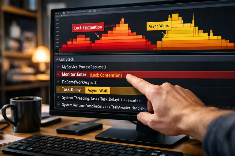 Asenkron istek akışında bekleme noktalarının ve kilit çatışmalarının çağrı zinciriyle birlikte görülmesi