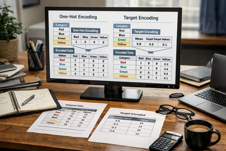 Kategorileri sayısal temsile çeviren kodlama akışı, sütun bazlı istatistikler ve doğrulama stratejisi notlarıyla