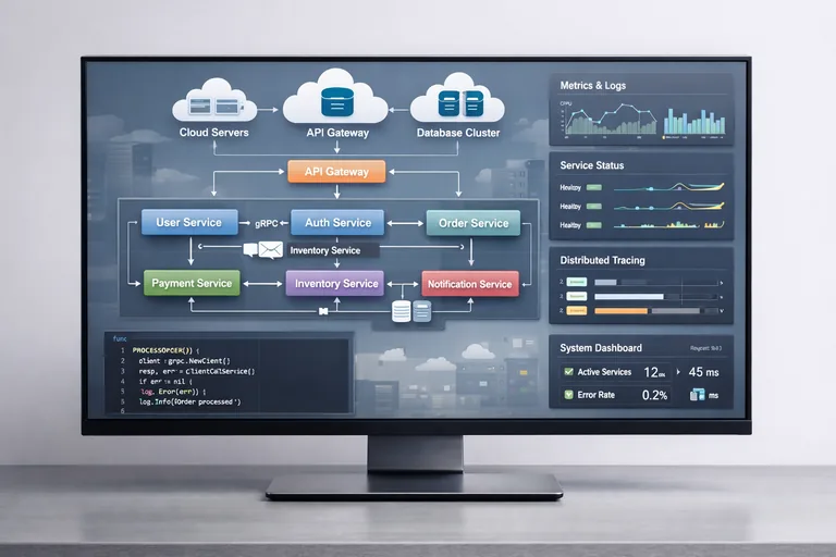 Go tabanlı mikroservis mimarisinde veri akışını yöneten backend servislerinin sistem diyagramı