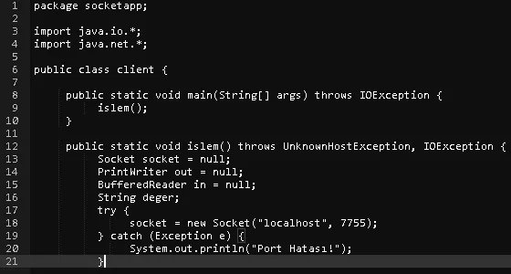 Client Kodları FOTO: Java Socket Programlama