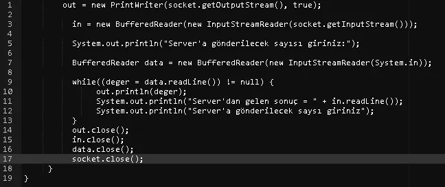 Client Kodları FOTO: Java Socket Programlama