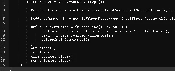 Server Kodları FOTO: Java Socket Programlama