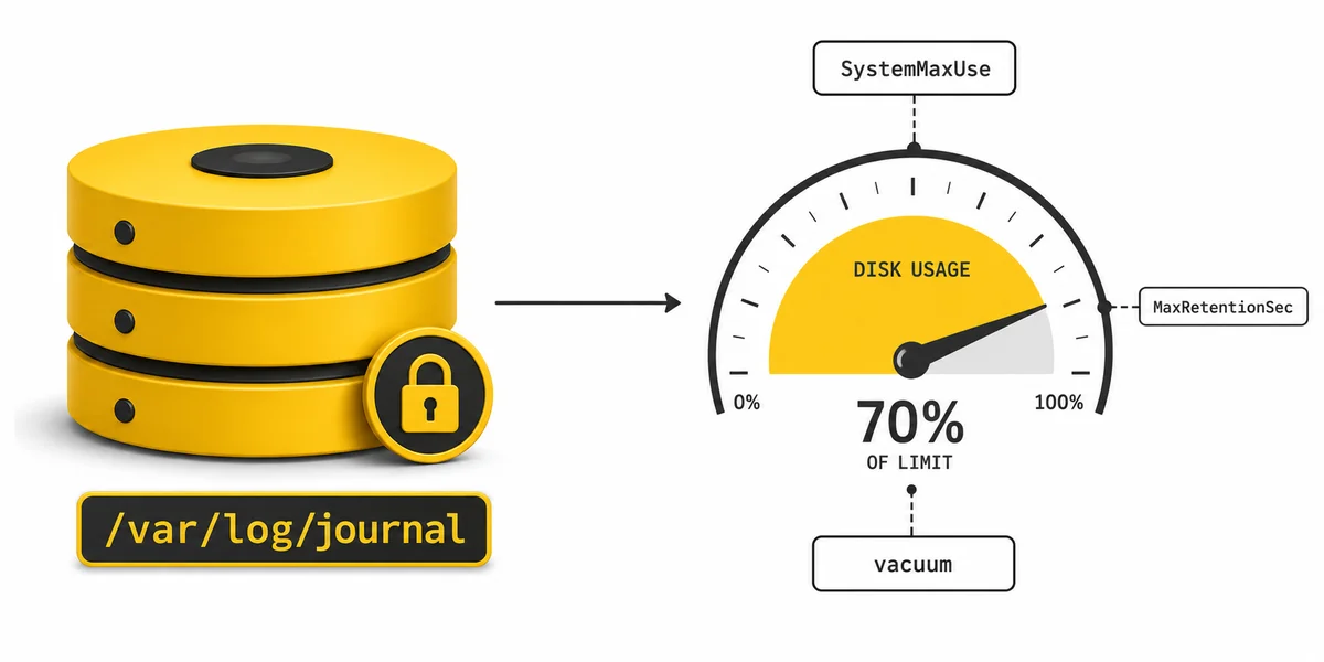 journalctl persistent storage disk depolama ve vacuum politikası ile boyut sınırlandırma yapılandırması