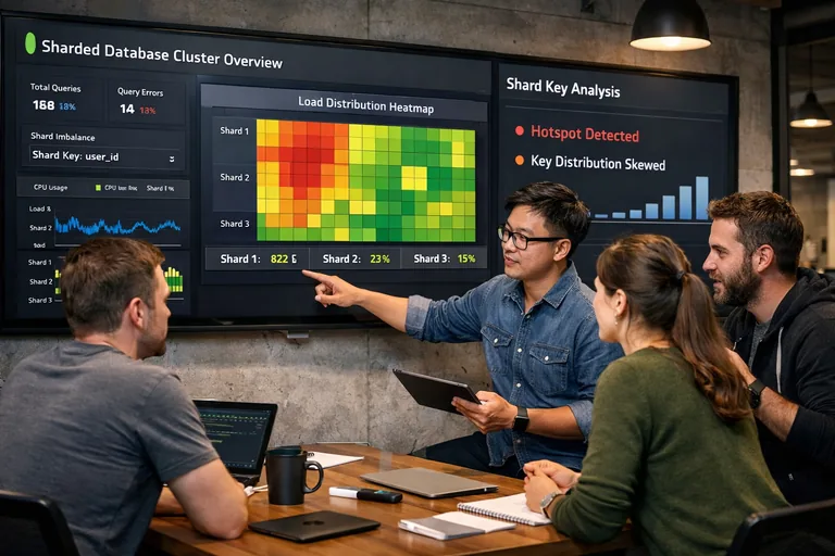 Bir ekip, shard dağılımını ve yoğun sorguların hangi düğümlerde toplandığını birlikte değerlendiriyor