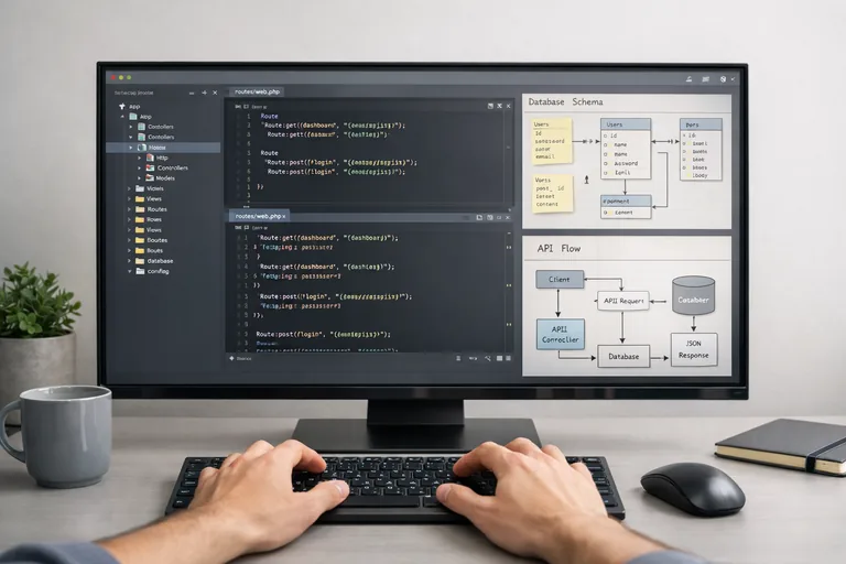 Laravel tabanlı projelerde route yönetimi, veritabanı modelleme, güvenlik katmanları ve API akışlarını birlikte planlama yaklaşımı