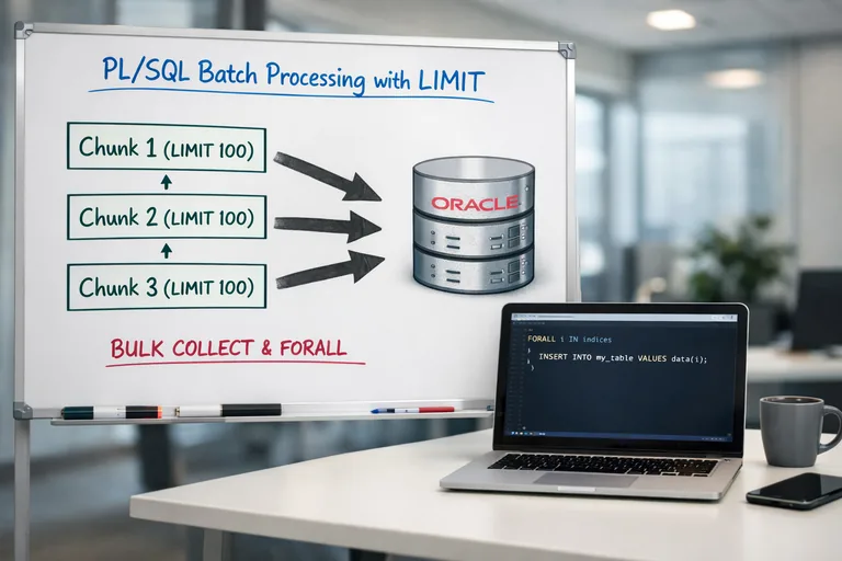 LIMIT ile parça parça okunan kayıtların FORALL ile güncellenmesini anlatan iş akışı yaklaşımı