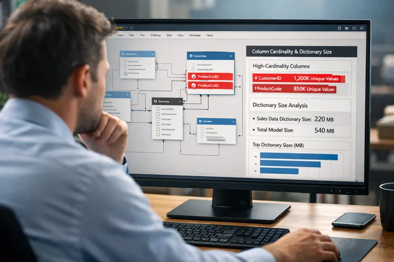 Yüksek benzersiz değer üreten kolonların sözlük boyutunu artırdığı ve sıkıştırmayı düşürdüğü senaryo