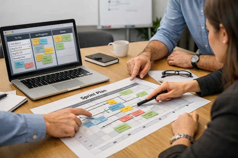 Sprint hedefinin yazılı olduğu alanda ekip üyelerinin görevleri bağımlılıklarıyla birlikte gözden geçirmesi