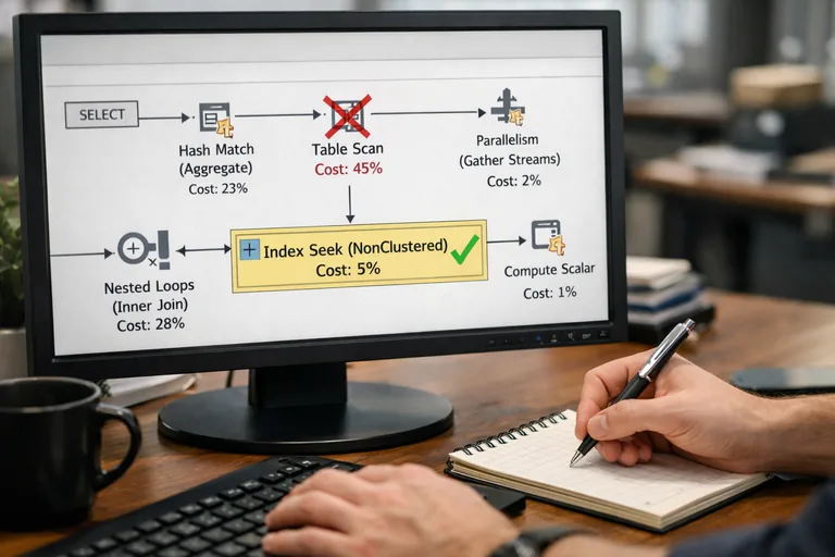 Sorgu yürütme planında sort adımının kalktığı, seek ve düşük maliyetli operatörlerin öne çıktığı performans incelemesi