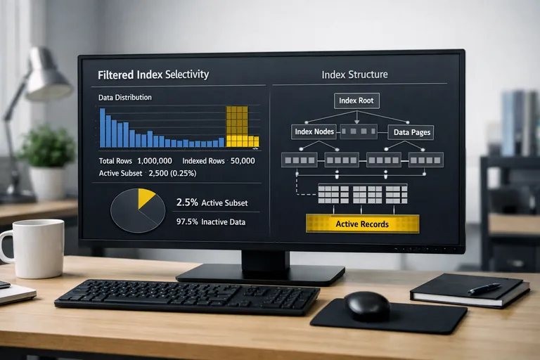 Aktif kayıtların küçük bir yüzdesini hedefleyen filtreli indeks tasarımı ve seçiciliği yüksek sorgu deseni üzerinden optimizasyon akışı