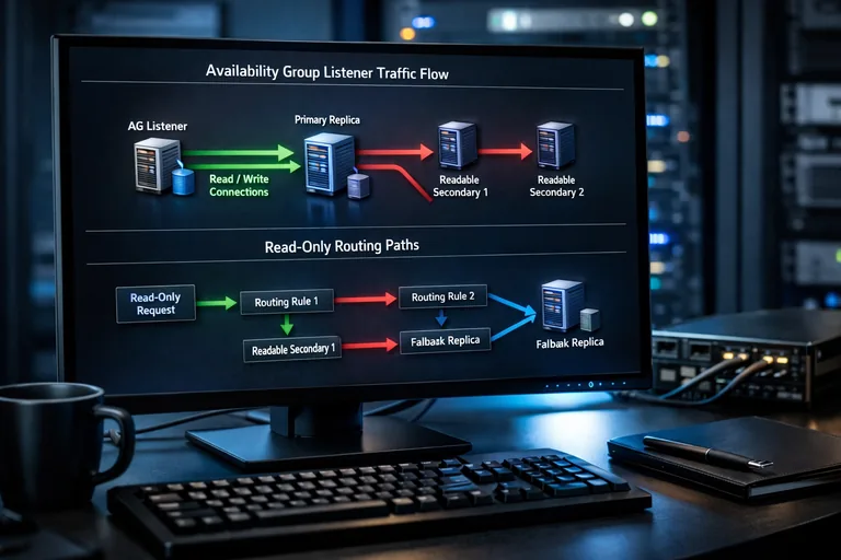 Listener üzerinden uygulama trafiği ve read-only routing ile raporlama akışının yönlendirilmesi