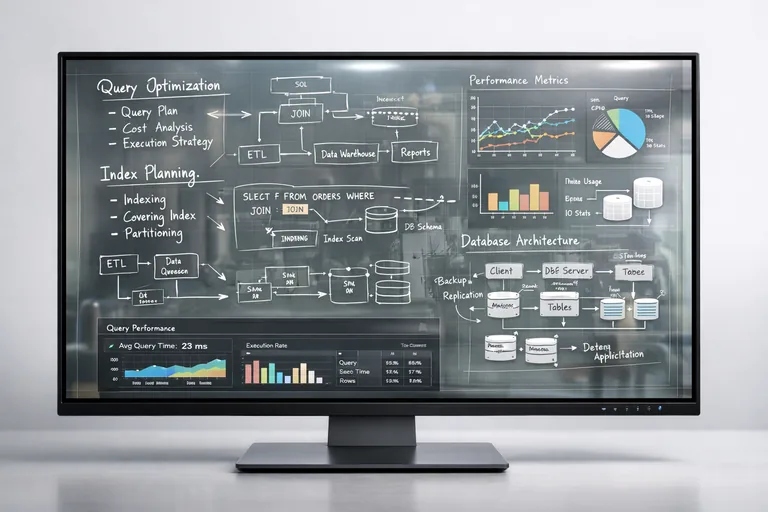 Sorgu performansını destekleyen indeks seçimi, veri tipi kararı ve ölçeklenebilir yapı planı